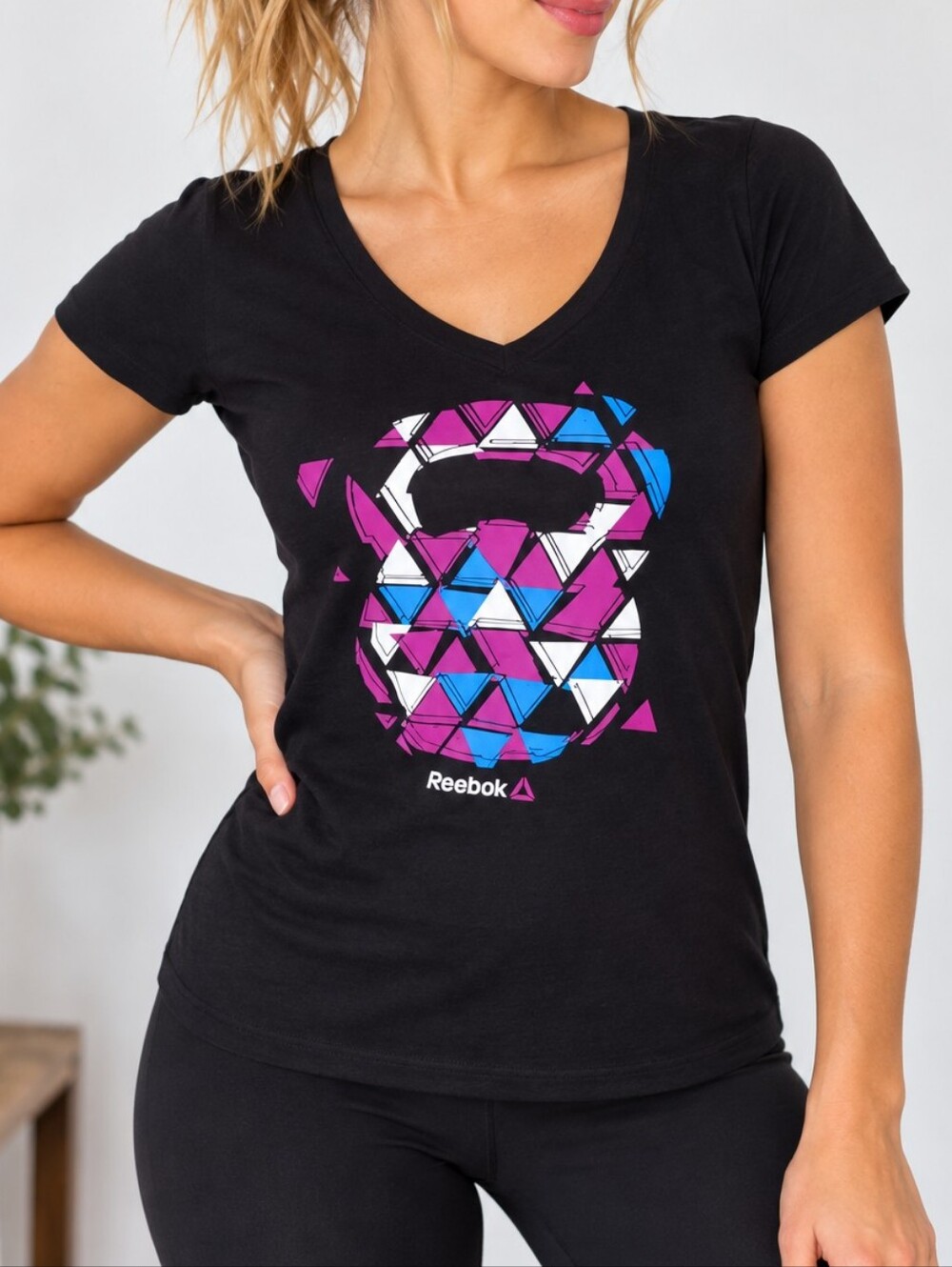 REEBOK | Women’s Black Kettlebell Graphic T-Shirt Size XS